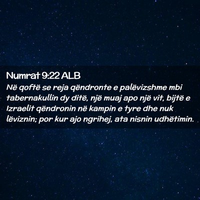Picture 02 - Numrat 9:22 ALB - Në qoftë se reja qëndronte e palëvizshme mbi - Bible Verse Picture
