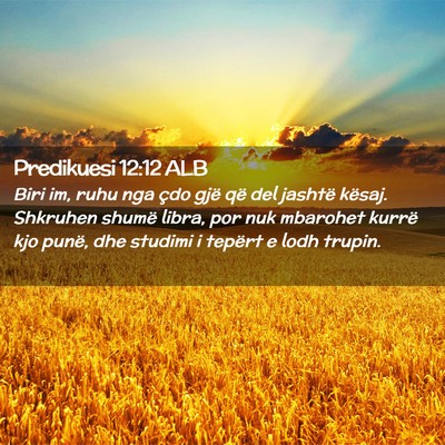 Picture 02 - Predikuesi 12:12 ALB - Biri im, ruhu nga çdo gjë që del jashtë - Bible Verse Picture