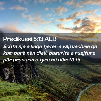 Picture 02 - Predikuesi 5:13 ALB - Éshtë një e keqe tjetër e vajtueshme që kam - Bible Verse Picture