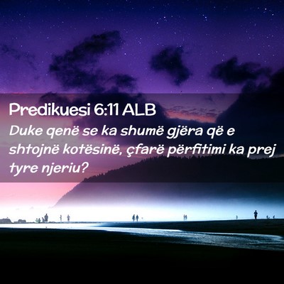 Picture 02 - Predikuesi 6:11 ALB - Duke qenë se ka shumë gjëra që e shtojnë - Bible Verse Picture