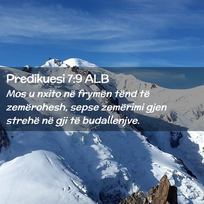 Picture 02 - Predikuesi 7:9 ALB - Mos u nxito në frymën tënd të zemërohesh, - Bible Verse Picture