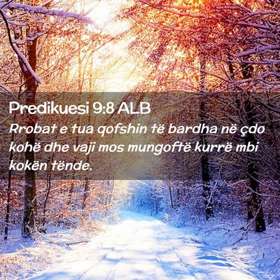 Picture 02 - Predikuesi 9:8 ALB - Rrobat e tua qofshin të bardha në çdo kohë - Bible Verse Picture