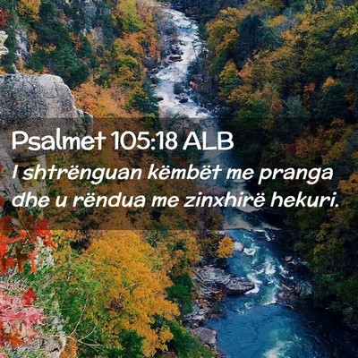 Picture 02 - Psalmet 105:18 ALB - I shtrënguan këmbët me pranga dhe u rëndua me - Bible Verse Picture