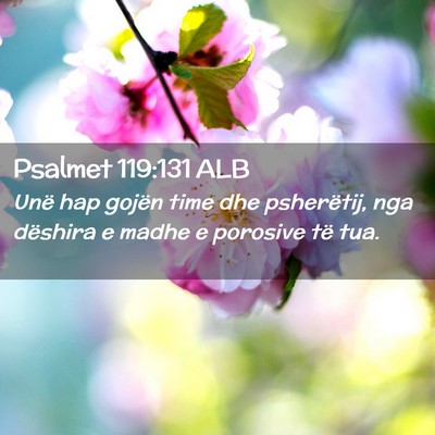 Picture 02 - Psalmet 119:131 ALB - Unë hap gojën time dhe psherëtij, nga dëshira - Bible Verse Picture