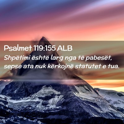 Picture 02 - Psalmet 119:155 ALB - Shpëtimi është larg nga të pabesët, sepse - Bible Verse Picture