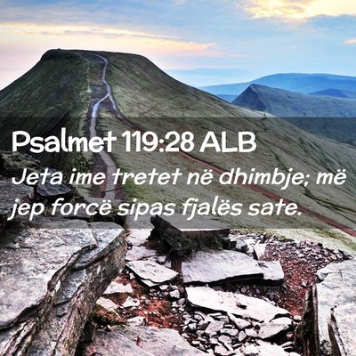 Picture 02 - Psalmet 119:28 ALB - Jeta ime tretet në dhimbje; më jep forcë sipas - Bible Verse Picture