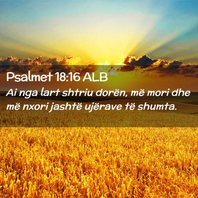 Picture 02 - Psalmet 18:16 ALB - Ai nga lart shtriu dorën, më mori dhe më nxori - Bible Verse Picture