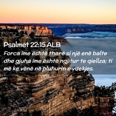 Picture 02 - Psalmet 22:15 ALB - Forca ime është tharë si një enë balte dhe - Bible Verse Picture