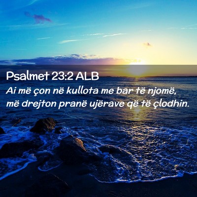 Picture 02 - Psalmet 23:2 ALB - Ai më çon në kullota me bar të njomë, më - Bible Verse Picture