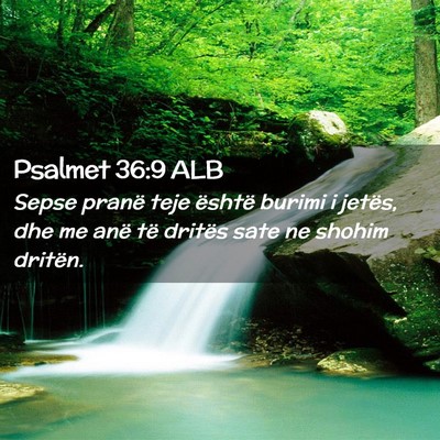 Picture 02 - Psalmet 36:9 ALB - Sepse pranë teje është burimi i jetës, dhe me - Bible Verse Picture