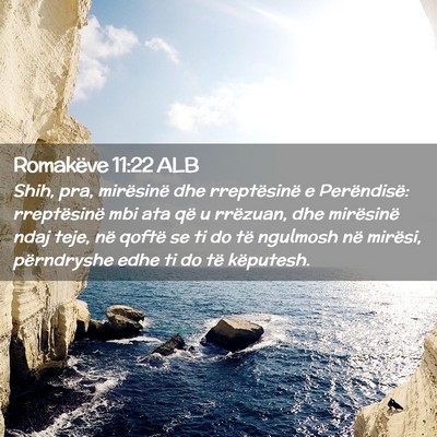 Picture 02 - Romakëve 11:22 ALB - Shih, pra, mirësinë dhe rreptësinë e - Bible Verse Picture