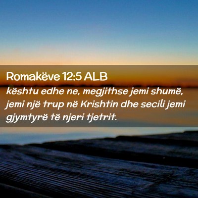 Picture 02 - Romakëve 12:5 ALB - kështu edhe ne, megjithse jemi shumë, jemi një - Bible Verse Picture