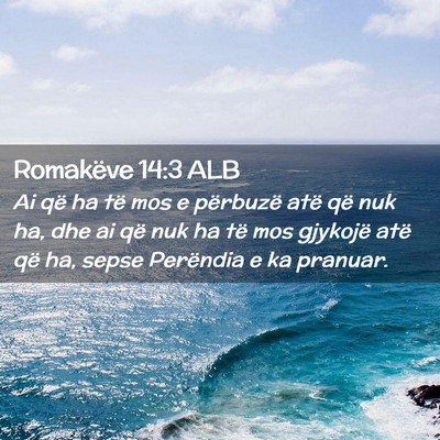 Picture 02 - Romakëve 14:3 ALB - Ai që ha të mos e përbuzë atë që nuk ha, - Bible Verse Picture