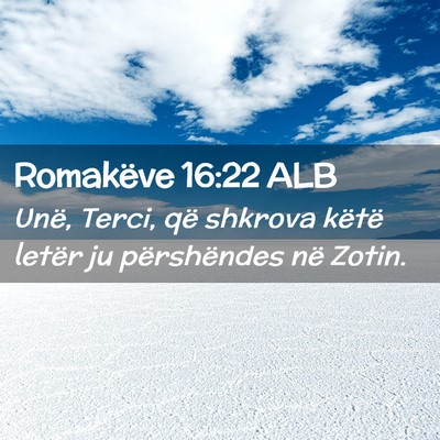 Picture 02 - Romakëve 16:22 ALB - Unë, Terci, që shkrova këtë letër ju - Bible Verse Picture