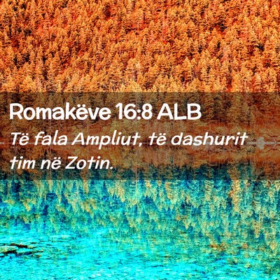 Picture 02 - Romakëve 16:8 ALB - Të fala Ampliut, të dashurit tim në - Bible Verse Picture