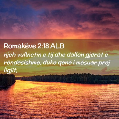 Picture 02 - Romakëve 2:18 ALB - njeh vullnetin e tij dhe dallon gjërat e - Bible Verse Picture