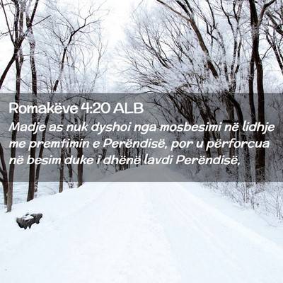 Picture 02 - Romakëve 4:20 ALB - Madje as nuk dyshoi nga mosbesimi në lidhje me - Bible Verse Picture