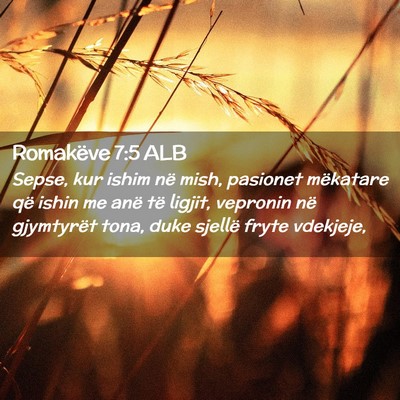Picture 02 - Romakëve 7:5 ALB - Sepse, kur ishim në mish, pasionet mëkatare që - Bible Verse Picture