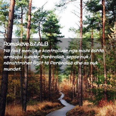 Picture 02 - Romakëve 8:7 ALB - Në fakt mendja e kontrolluar nga mishi është - Bible Verse Picture