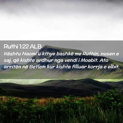 Picture 02 - Ruthi 1:22 ALB - Kështu Naomi u kthye bashkë me Ruthin, nusen e - Bible Verse Picture