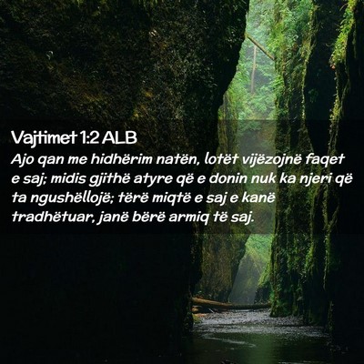 Picture 02 - Vajtimet 1:2 ALB - Ajo qan me hidhërim natën, lotët vijëzojnë - Bible Verse Picture