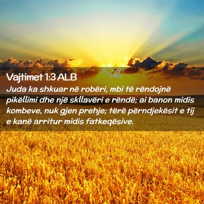 Picture 02 - Vajtimet 1:3 ALB - Juda ka shkuar në robëri, mbi të rëndojnë - Bible Verse Picture