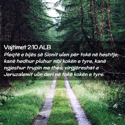 Picture 02 - Vajtimet 2:10 ALB - Pleqtë e bijës së Sionit ulen për tokë në - Bible Verse Picture