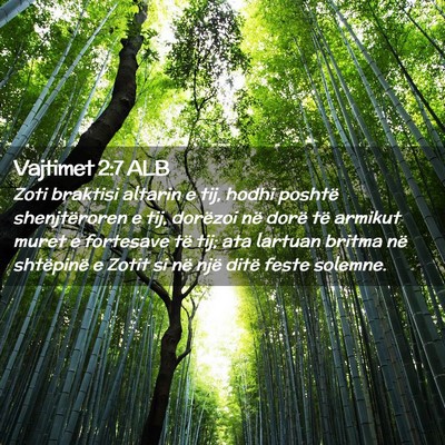 Picture 02 - Vajtimet 2:7 ALB - Zoti braktisi altarin e tij, hodhi poshtë - Bible Verse Picture