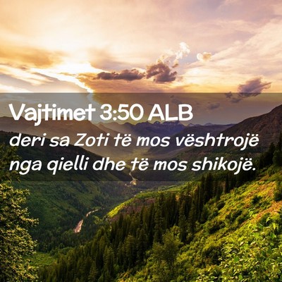 Picture 02 - Vajtimet 3:50 ALB - deri sa Zoti të mos vështrojë nga qielli dhe - Bible Verse Picture