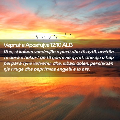 Picture 02 - Veprat e Apostujve 12:10 ALB - Dhe, si kaluan vendrojën e parë dhe të dytë, - Bible Verse Picture