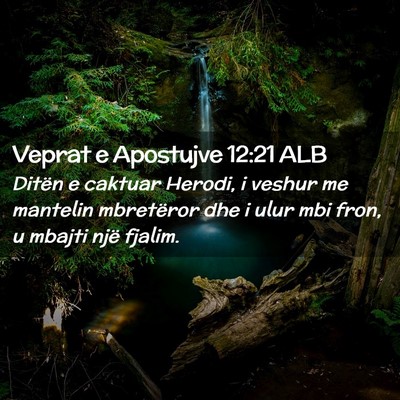 Picture 02 - Veprat e Apostujve 12:21 ALB - Ditën e caktuar Herodi, i veshur me mantelin - Bible Verse Picture