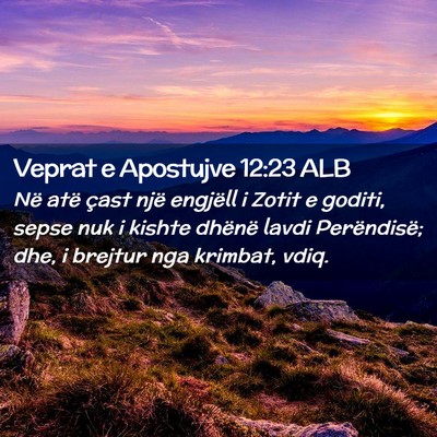 Picture 02 - Veprat e Apostujve 12:23 ALB - Në atë çast një engjëll i Zotit e goditi, - Bible Verse Picture