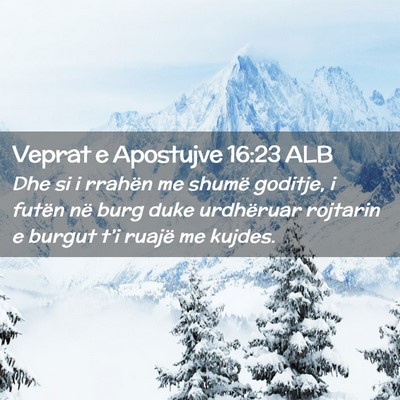 Picture 02 - Veprat e Apostujve 16:23 ALB - Dhe si i rrahën me shumë goditje, i futën në - Bible Verse Picture