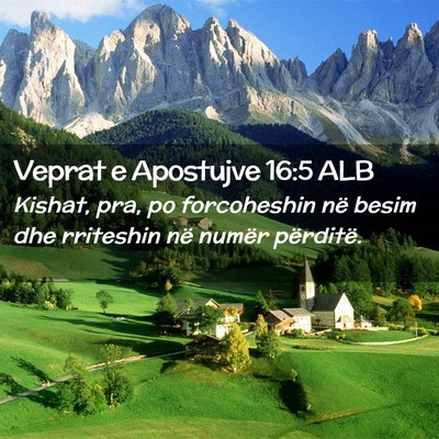Picture 02 - Veprat e Apostujve 16:5 ALB - Kishat, pra, po forcoheshin në besim dhe - Bible Verse Picture