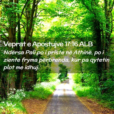 Picture 02 - Veprat e Apostujve 17:16 ALB - Ndërsa Pali po i priste në Athinë, po i ziente - Bible Verse Picture