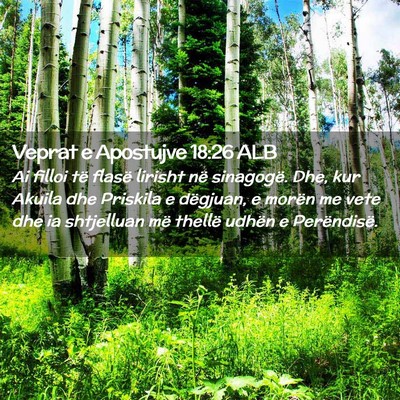 Picture 02 - Veprat e Apostujve 18:26 ALB - Ai filloi të flasë lirisht në sinagogë. Dhe, - Bible Verse Picture
