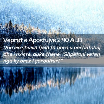 Picture 02 - Veprat e Apostujve 2:40 ALB - Dhe me shumë fjalë të tjera u përbetohej dhe - Bible Verse Picture