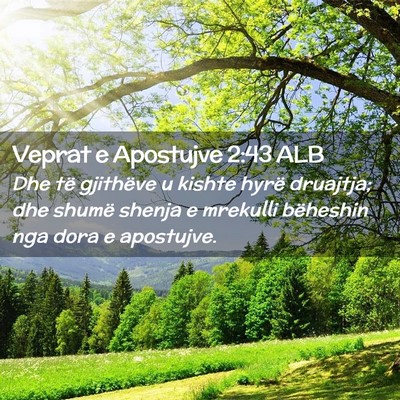 Picture 02 - Veprat e Apostujve 2:43 ALB - Dhe të gjithëve u kishte hyrë druajtja; dhe - Bible Verse Picture