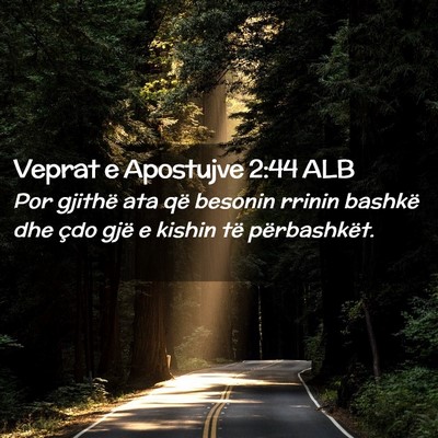 Picture 02 - Veprat e Apostujve 2:44 ALB - Por gjithë ata që besonin rrinin bashkë dhe - Bible Verse Picture