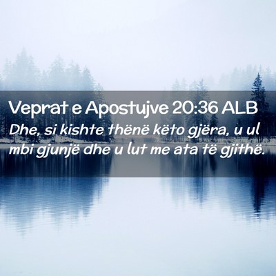 Picture 02 - Veprat e Apostujve 20:36 ALB - Dhe, si kishte thënë këto gjëra, u ul mbi - Bible Verse Picture