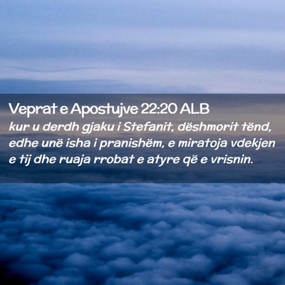 Picture 02 - Veprat e Apostujve 22:20 ALB - kur u derdh gjaku i Stefanit, dëshmorit tënd, - Bible Verse Picture
