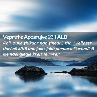 Picture 02 - Veprat e Apostujve 23:1 ALB - Pali, duke shikuar nga sinedri, tha: - Bible Verse Picture