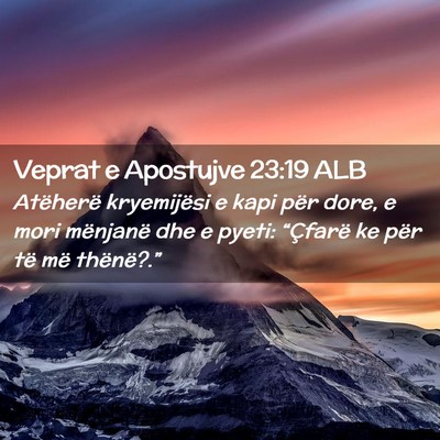 Picture 02 - Veprat e Apostujve 23:19 ALB - Atëherë kryemijësi e kapi për dore, e mori - Bible Verse Picture