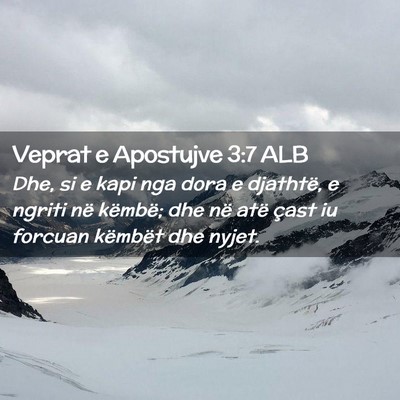 Picture 02 - Veprat e Apostujve 3:7 ALB - Dhe, si e kapi nga dora e djathtë, e ngriti në - Bible Verse Picture