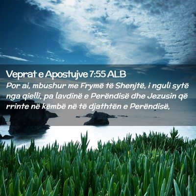 Picture 02 - Veprat e Apostujve 7:55 ALB - Por ai, mbushur me Frymë të Shenjtë, i nguli - Bible Verse Picture