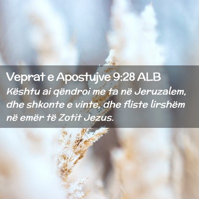 Picture 02 - Veprat e Apostujve 9:28 ALB - Kështu ai qëndroi me ta në Jeruzalem, dhe - Bible Verse Picture