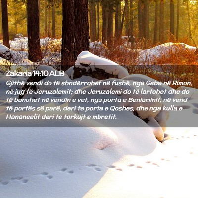 Picture 02 - Zakaria 14:10 ALB - Gjithë vendi do të shndërrohet në fushë, nga - Bible Verse Picture