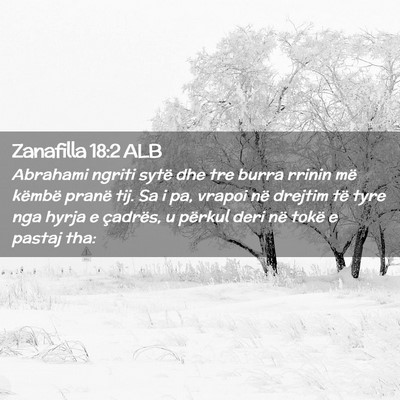Picture 02 - Zanafilla 18:2 ALB - Abrahami ngriti sytë dhe tre burra rrinin më - Bible Verse Picture