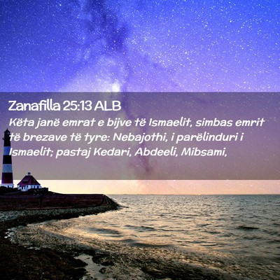 Picture 02 - Zanafilla 25:13 ALB - Këta janë emrat e bijve të Ismaelit, simbas - Bible Verse Picture