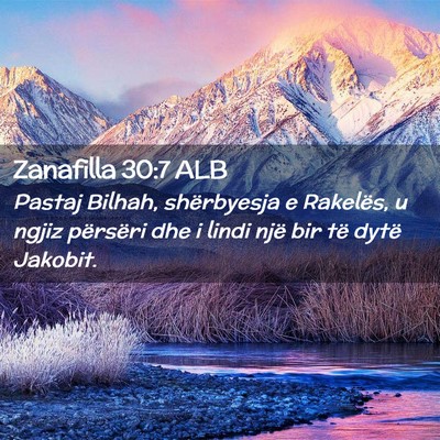 Picture 02 - Zanafilla 30:7 ALB - Pastaj Bilhah, shërbyesja e Rakelës, u ngjiz - Bible Verse Picture